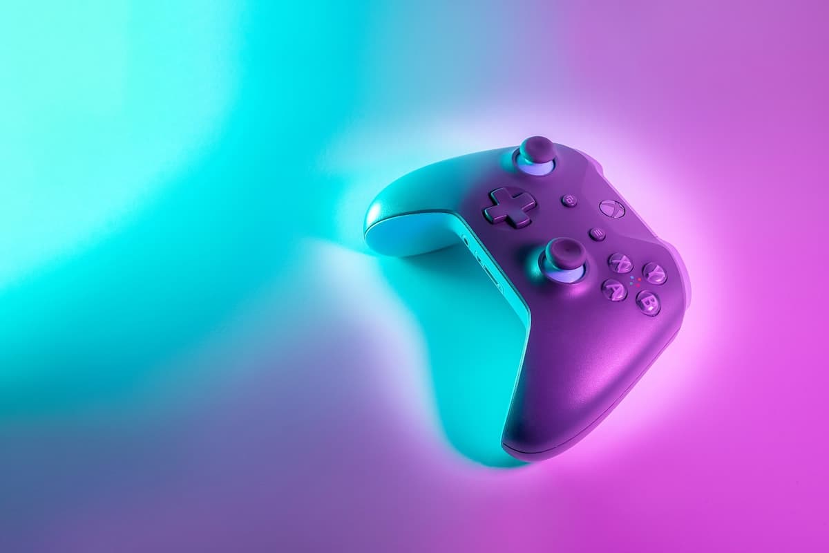 Game controller in neon lighting